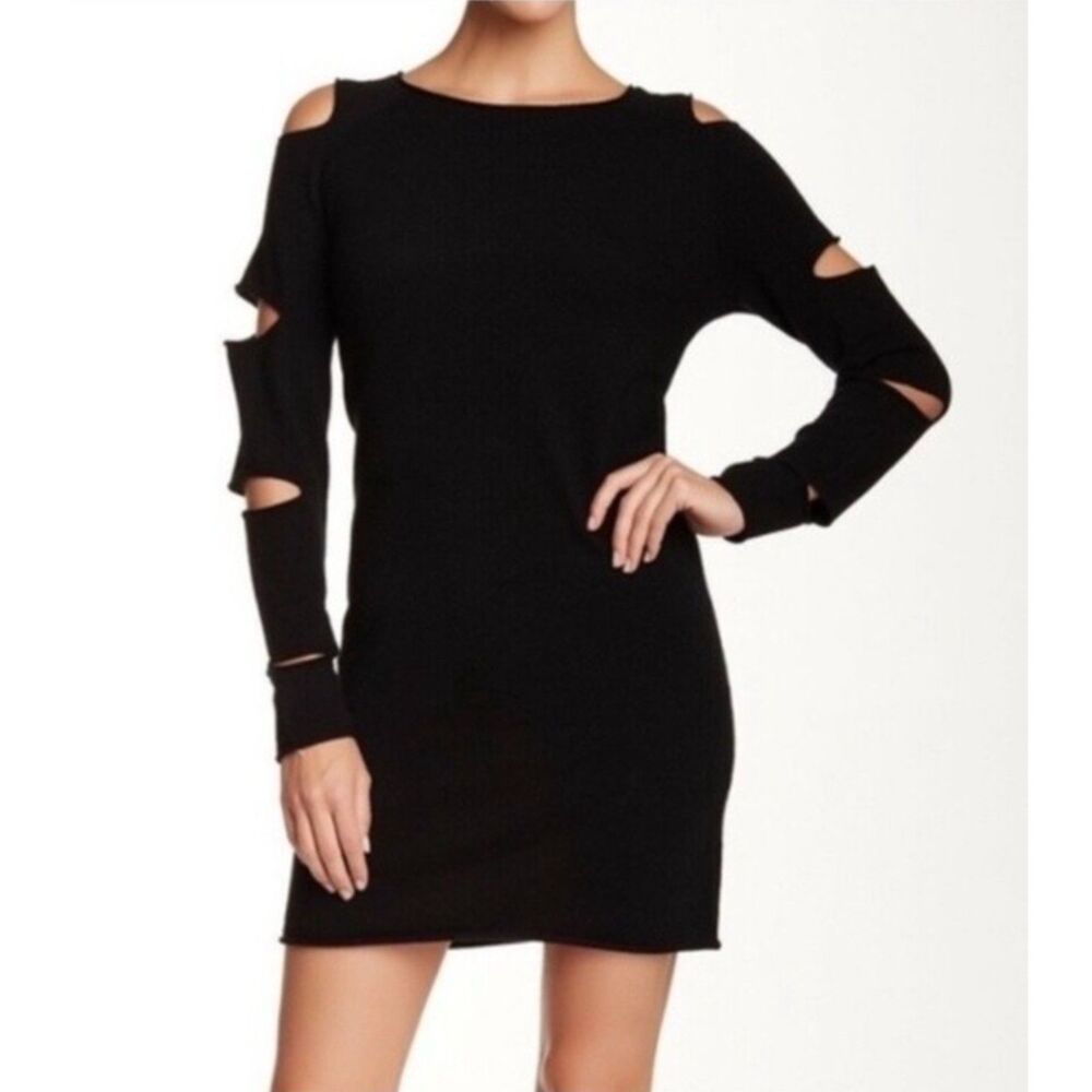 SKULL CASHMERE 100% Cashmere Black Arm Cut-Out Mini Dress, Sz S